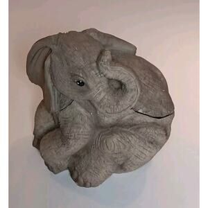 Stone Critters Resin Elephant Trinket Box Figurine Mouse Peanut Inside